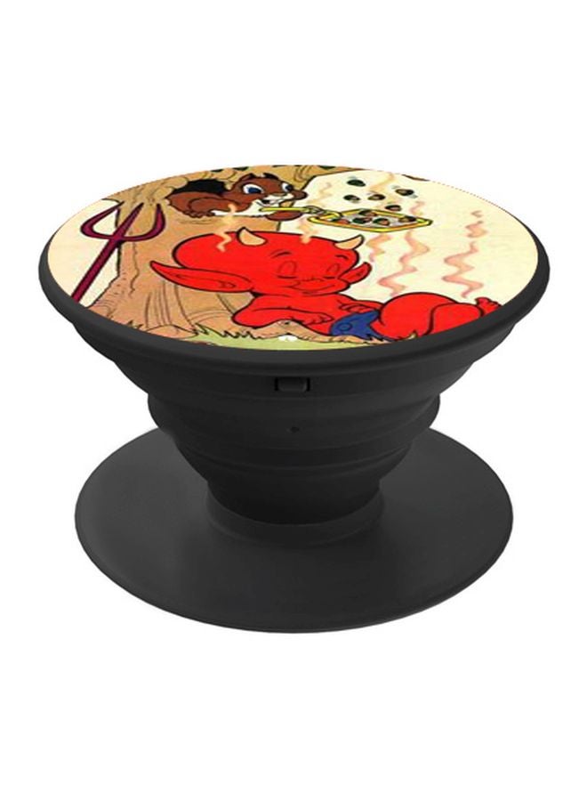 BP Devil Cartoon Printed Pop Socket Phone Holder Red/Brown/Beige - Image 1