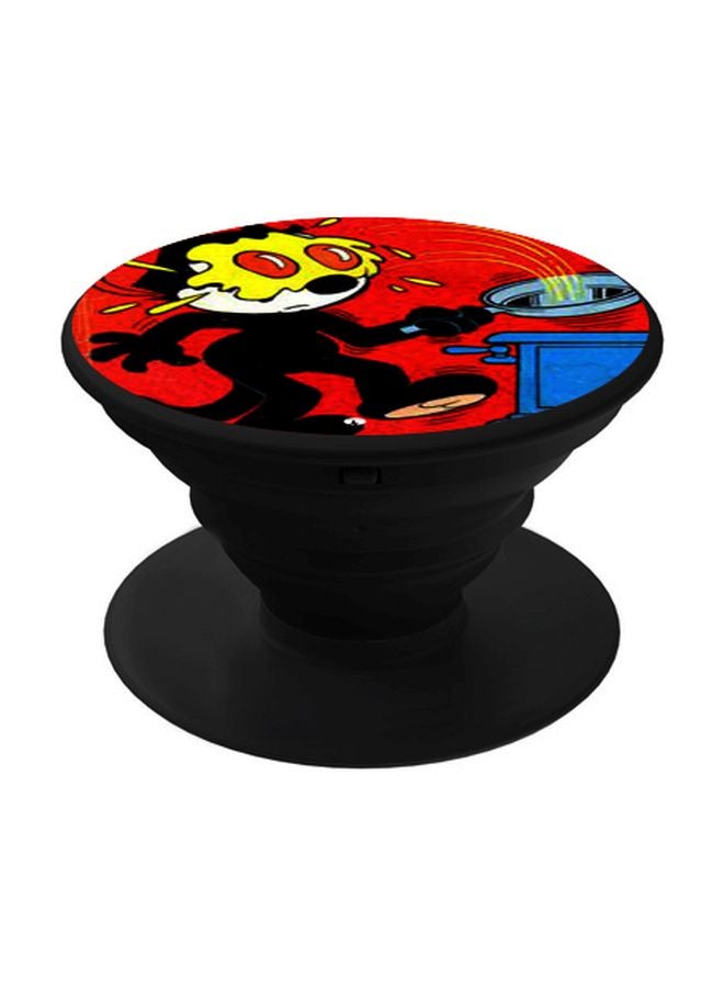 بي بي حامل هاتف على شكل مقبض أصابع منبثق بطبعة رسومات كرتونية أسود/أحمر/أصفر - Image 1