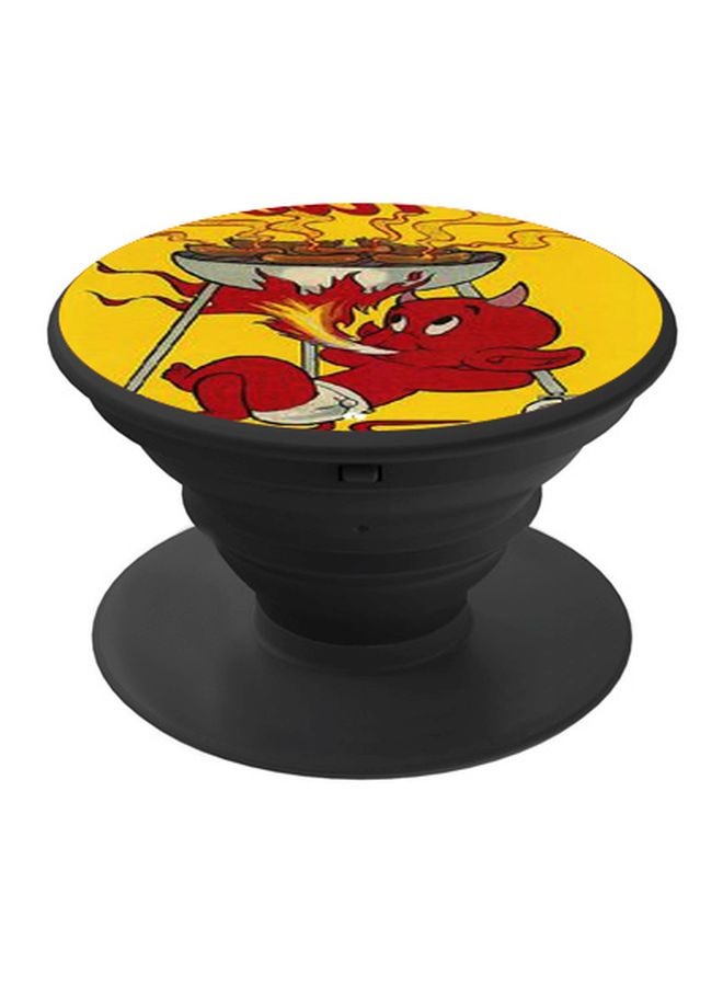 BP Cartoon Printed Pop Socket Phone Holder Brown/Yellow/Red - Image 1