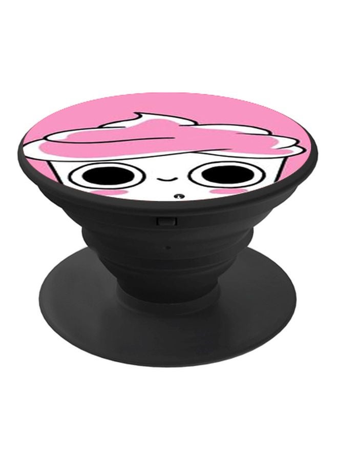 BP Cartoon Printed Pop Socket Phone Holder Black/Pink/White - Image 1