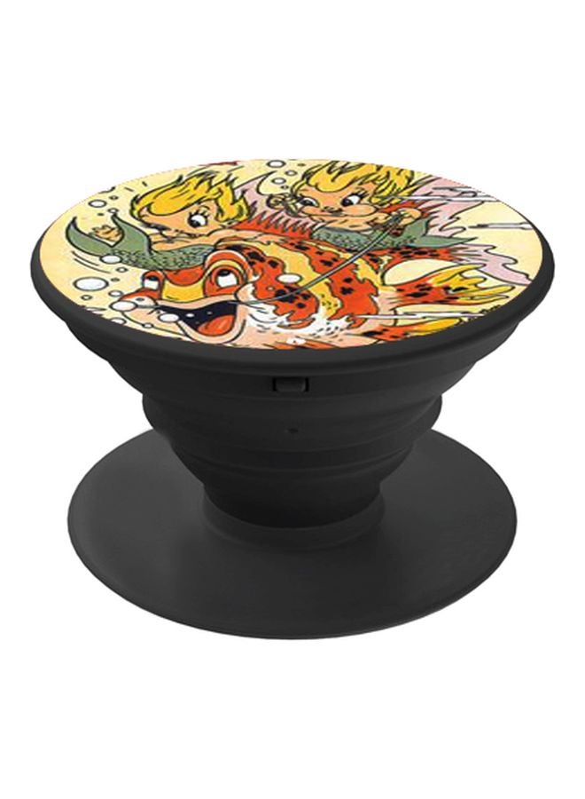 BP Cartoon Fish Printed Pop Socket Phone Holder Yellow/Green/Black - Image 1