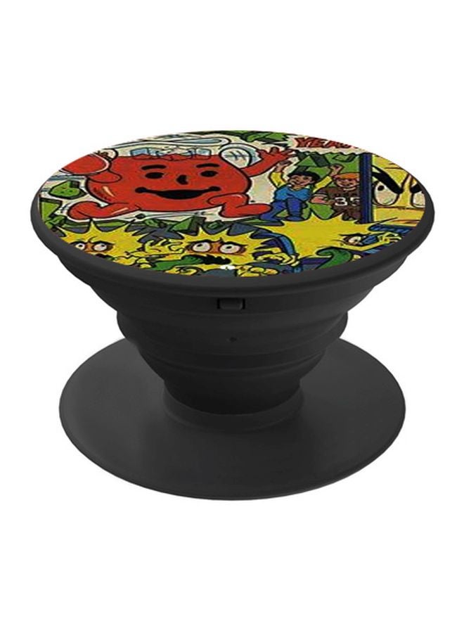 BP Cartoon Printed Pop Socket Phone Holder Yellow/Red/Black - Image 1