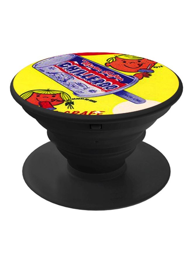 بي بي حامل هاتف على شكل مقبض أصابع منبثق بطبعة رسومات كرتونية أصفر/ أزرق/ أسود - Image 1