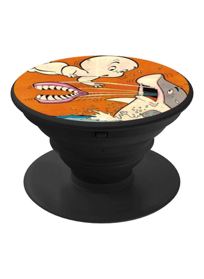 بي بي حامل هاتف على شكل مقبض أصابع منبثق بطبعة رسومات كرتونية برتقالي/ بيج/ أسود - Image 1