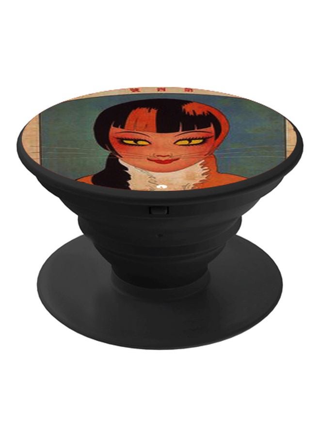 BP Cartoon Printed Pop Socket Phone Holder Grey/Orange/Black - Image 1