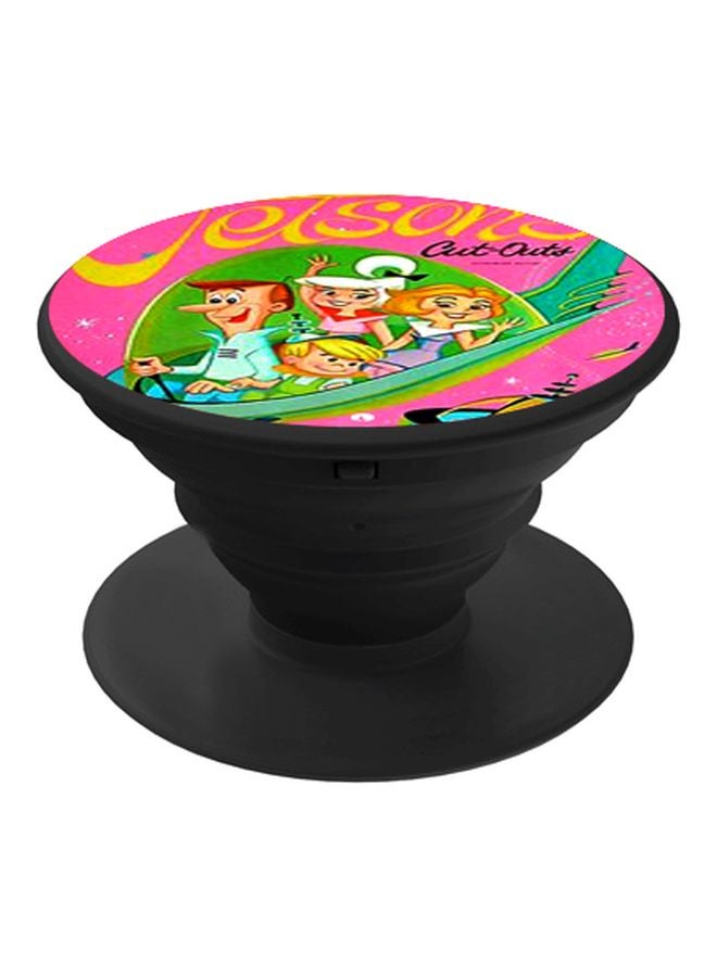 بي بي حامل هاتف على شكل مقبض أصابع منبثق بطبعة رسومات كرتونية وردي/ أخضر/ أسود - Image 1