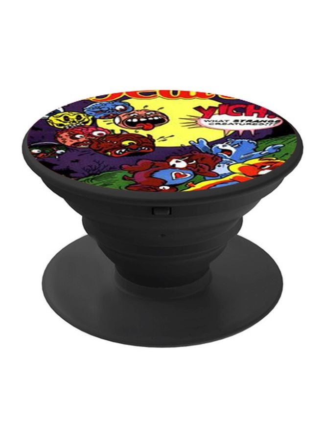 BP Cartoon Printed Pop Socket Phone Holder Yellow/Purple/Black - Image 1