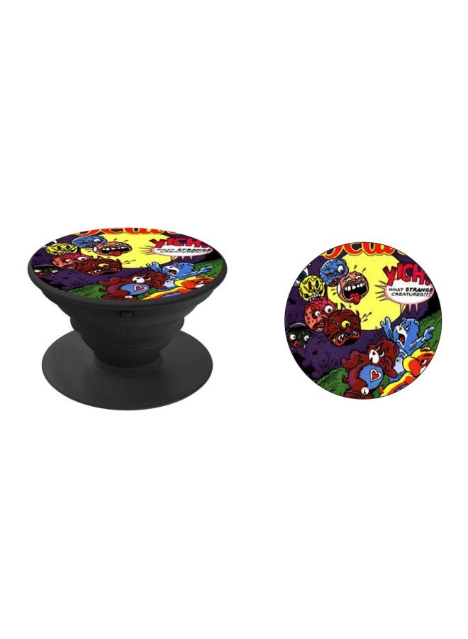 BP Cartoon Printed Pop Socket Phone Holder Yellow/Purple/Black - Image 2