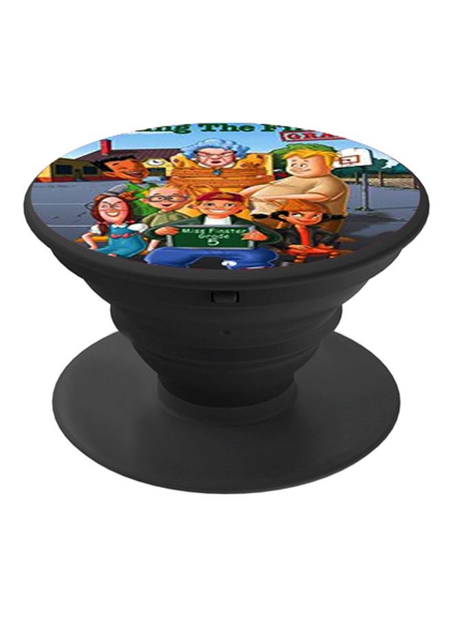 BP Recess: Taking The 5th Grade Cartoon Printed Pop Socket Phone Holder Blue/Yellow/Black - Image 1