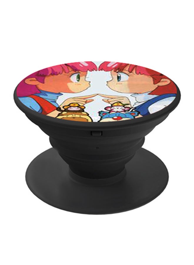 BP Cartoon Printed Pop Socket Phone Holder Red/White/Beige - Image 1