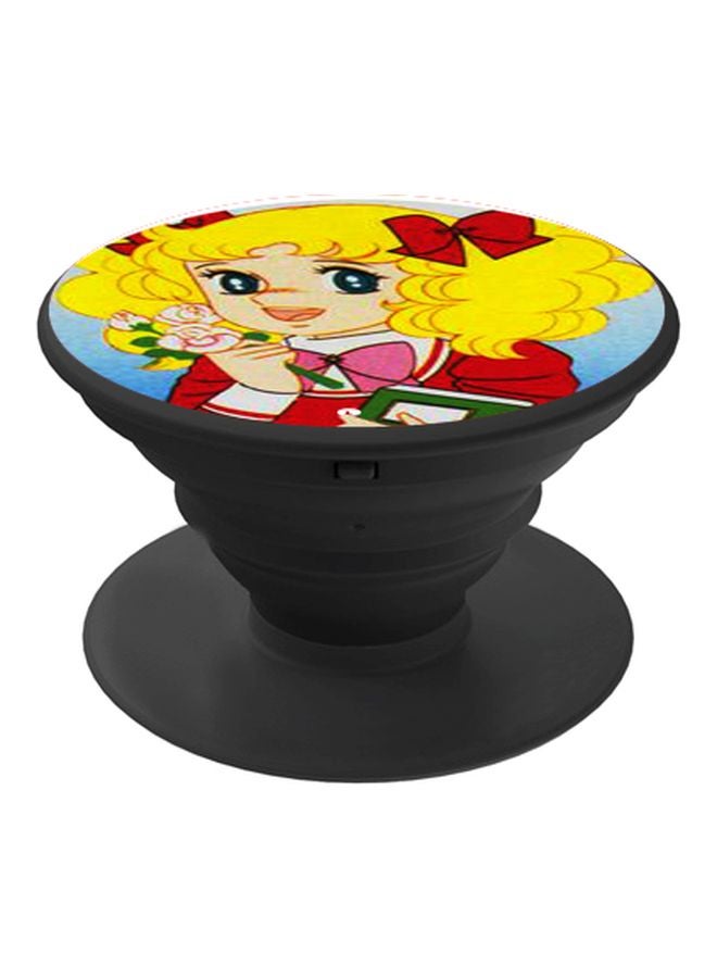 BP Cartoon Girl Printed Pop Socket Phone Holder Yellow/Red/Blue - Image 1