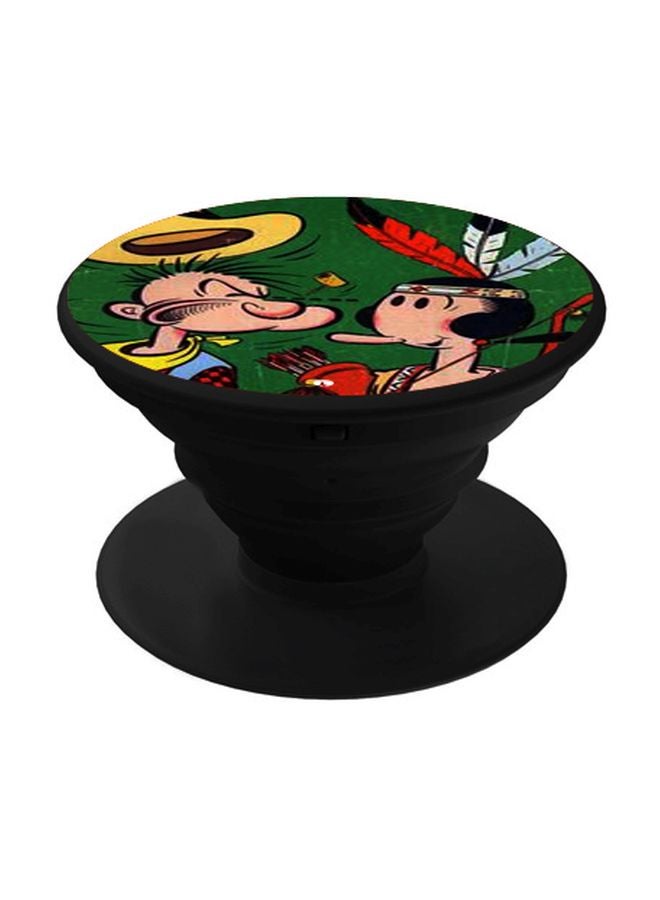 BP Cartoon Printed Pop Socket Phone Holder Green/Beige/Black - Image 1