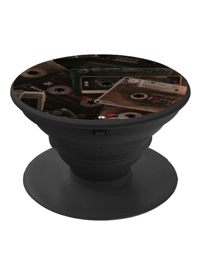 BP Cassettes Printed Pop Socket Phone Holder Black/Brown/Beige - Image 1