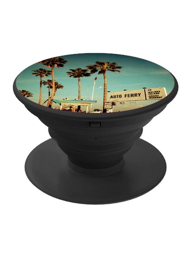 BP Palm Trees Printed Pop Socket Phone Holder Black/Blue/Beige - Image 1