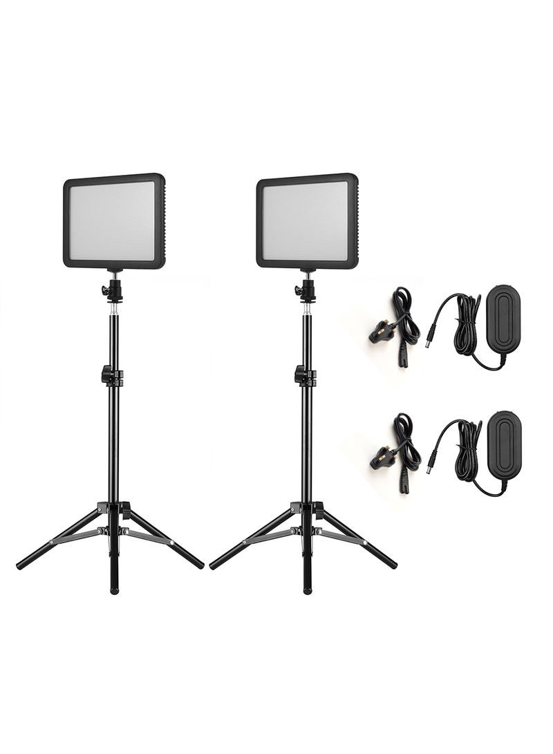 ANDOER 2-Piece Photography LED Light Panel With Tripod Stand Black - Image 1