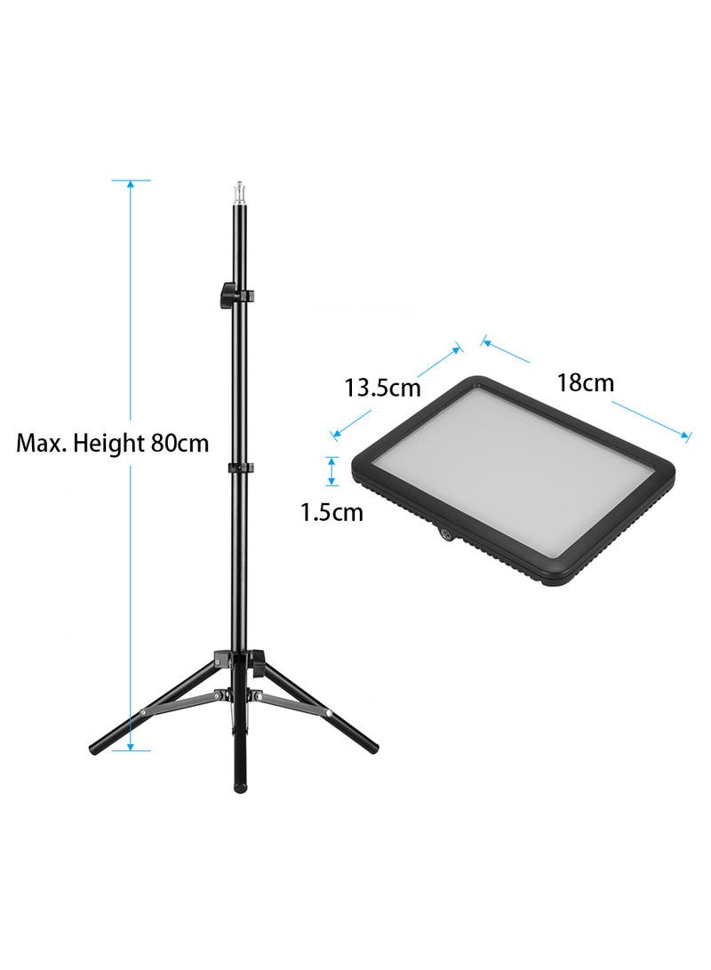 ANDOER 2-Piece Photography LED Light Panel With Tripod Stand Black - Image 4