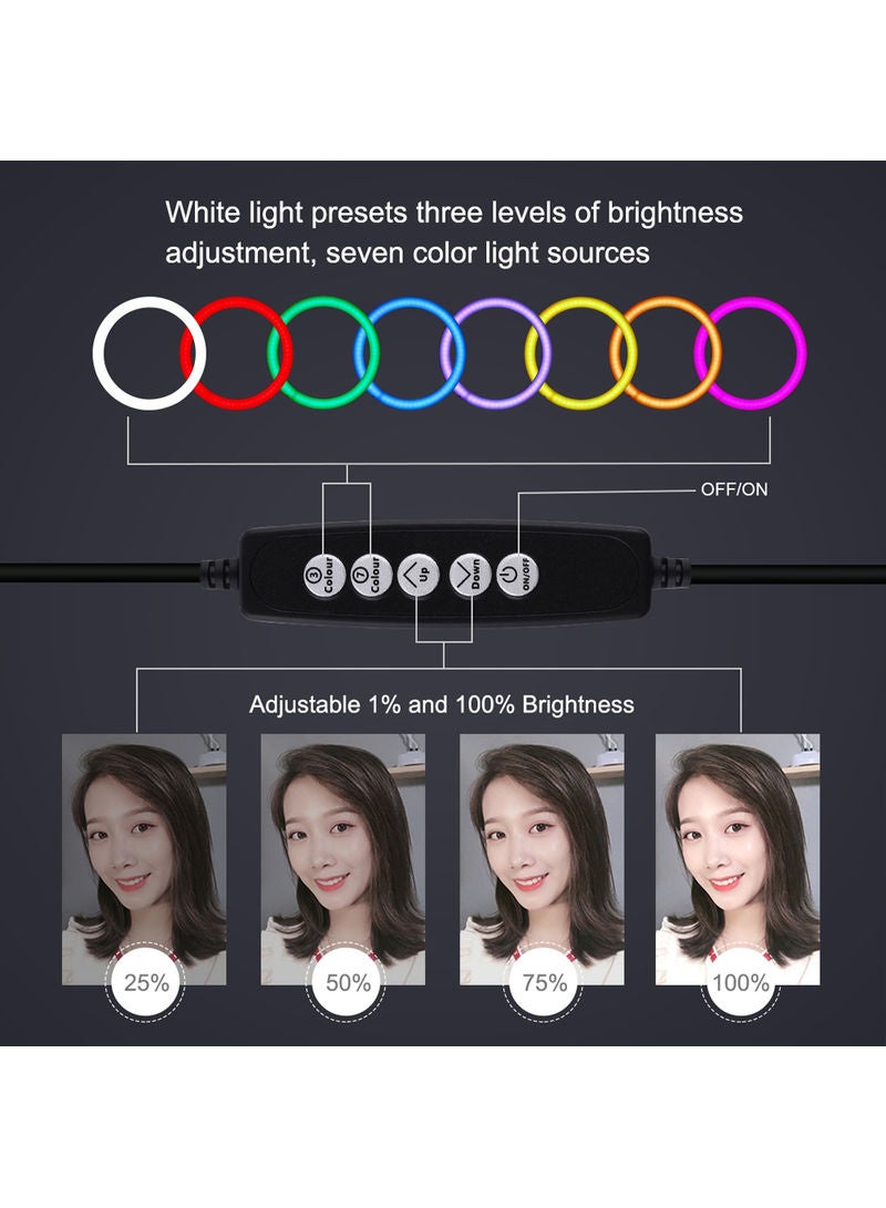 Puluz PKT3046 LED Ring Light With Flexible Mobile Tripod Multicolor - Image 4