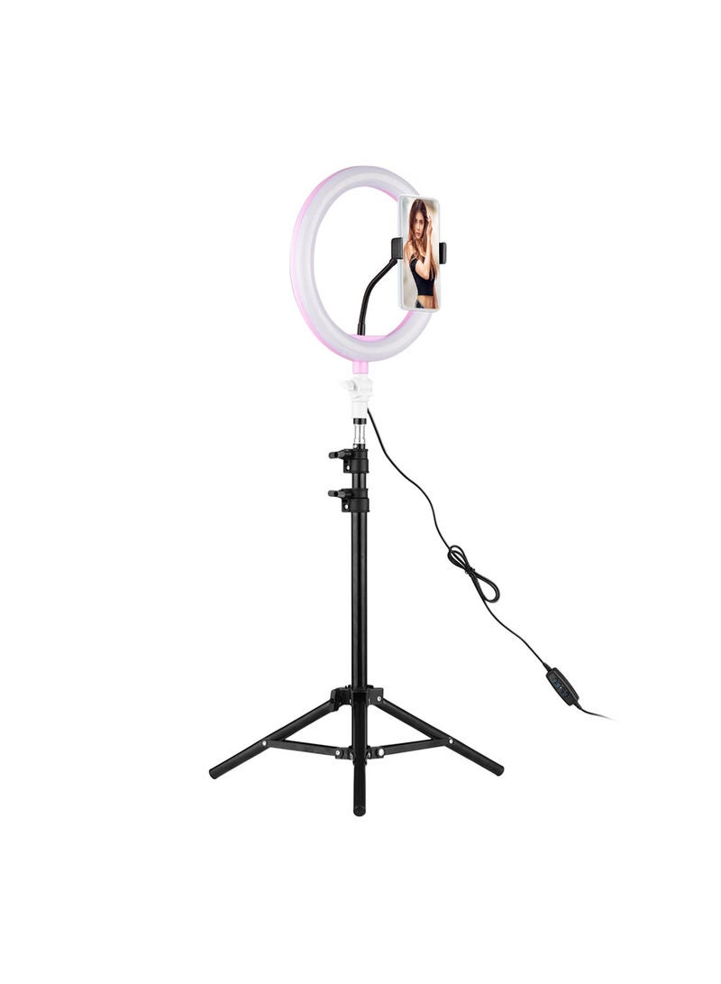 LED Ring Light With Universal Phone Holder Pink - Image 1