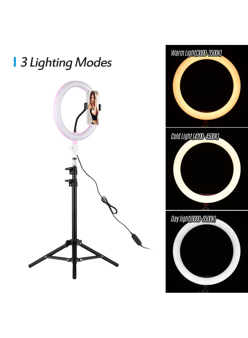 LED Ring Light With Universal Phone Holder Pink - Image 5