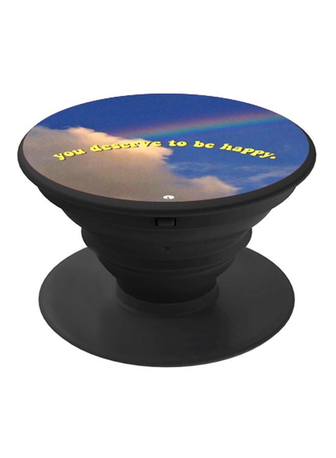 BP You Deserve To Be Happy Printed Pop Socket Phone Holder Blue/Yellow/White - Image 1