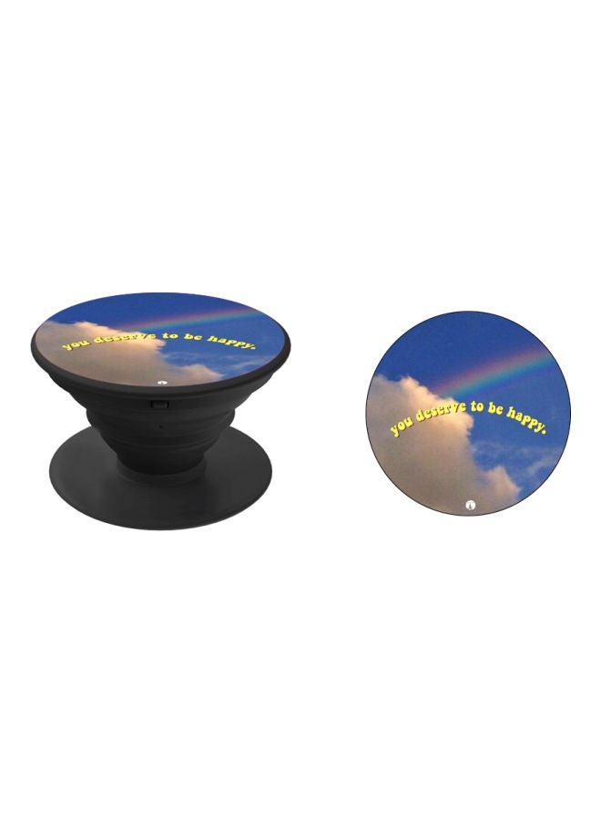 BP You Deserve To Be Happy Printed Pop Socket Phone Holder Blue/Yellow/White - Image 2