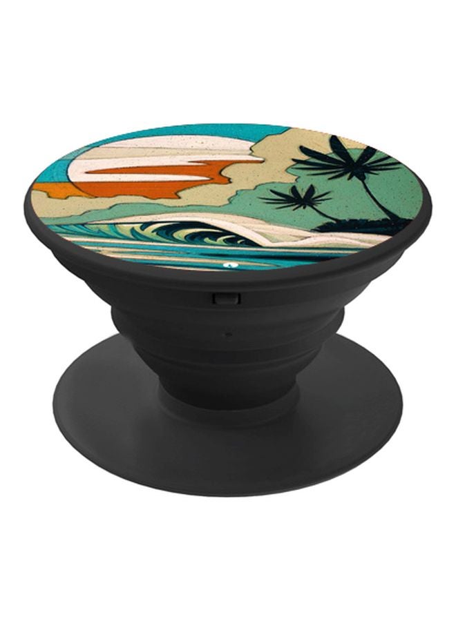 BP Island With Sea Wave Printed Pop Socket Phone Holder Green/Blue/Brown - Image 1