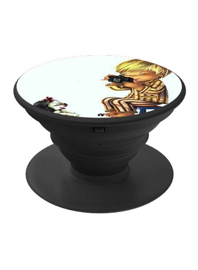 BP Cartoon Printed Pop Socket Phone Holder White/Beige/Black - Image 1