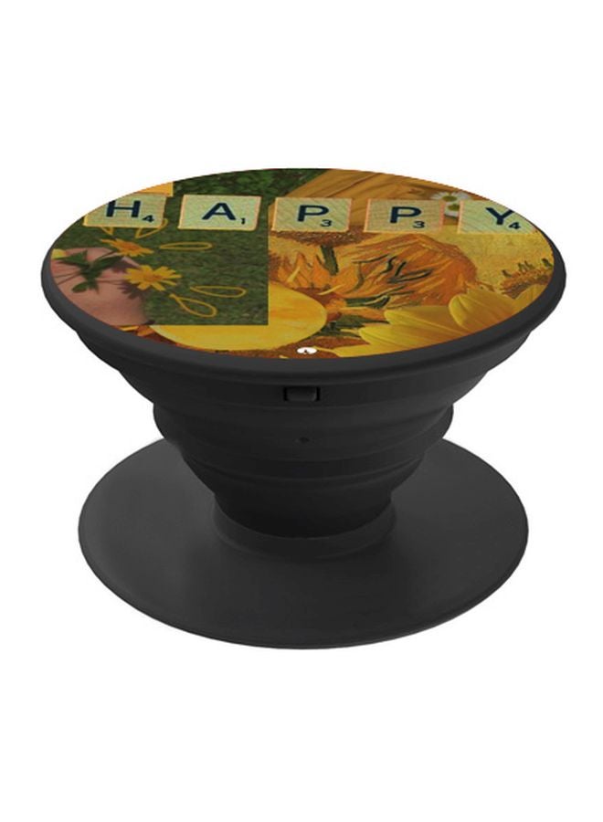 BP Happy Printed Pop Socket Phone Holder Yellow/Black/Green - Image 1