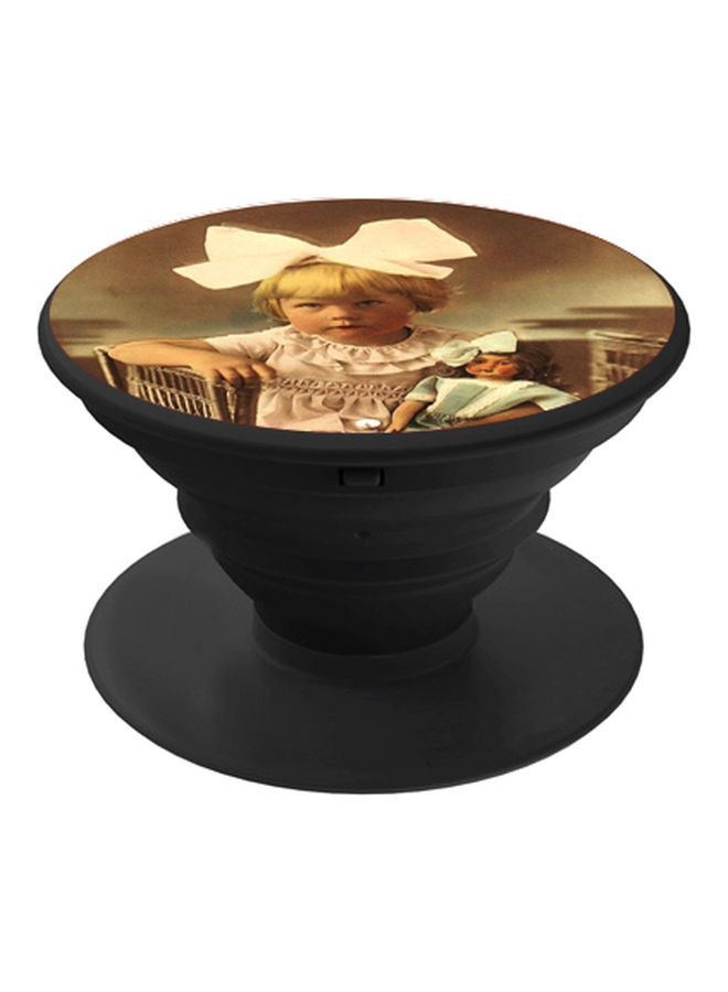 BP Girl Printed Pop Socket Phone Holder Beige/White/Black - Image 1