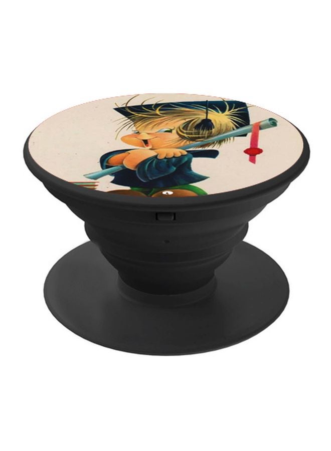 BP Cartoon Graduate Boy Printed Pop Socket Phone Holder Grey/Blue/Black - Image 1