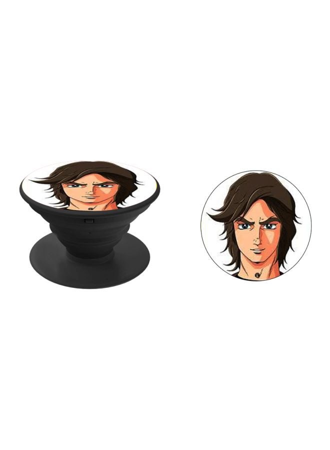 BP Cartoon Printed Pop Socket Phone Holder Black/White/Brown - Image 2