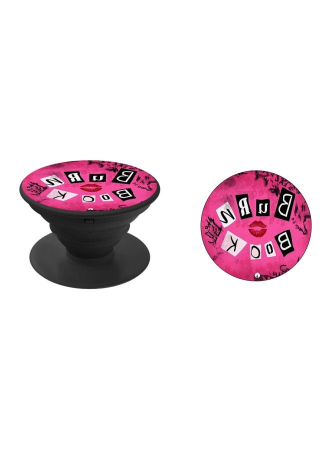 BP Book Printed Pop Socket Phone Holder Black/Pink/White - Image 2
