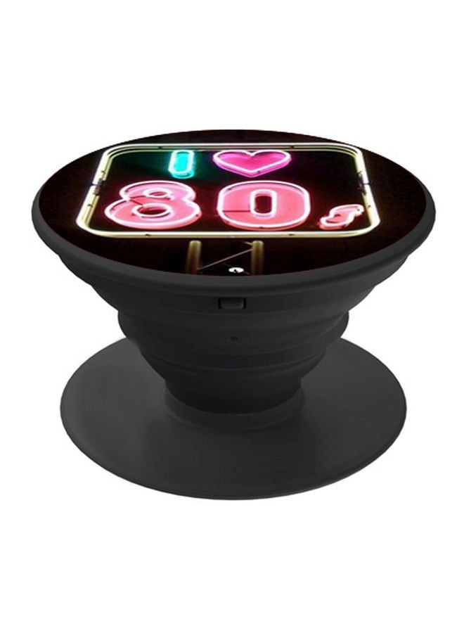 BP I Love 80s Printed Pop Socket Phone Holder Black/Pink/Blue - Image 1