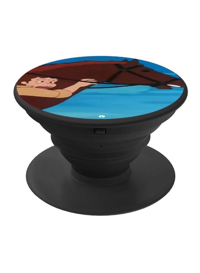 BP Cartoon Printed Pop Socket Phone Holder Blue/Brown/Black - Image 1