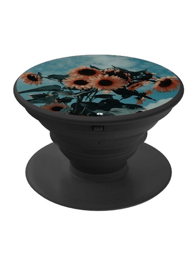 BP Flowers Printed Pop Socket Phone Holder Blue/Orange/Black - Image 1