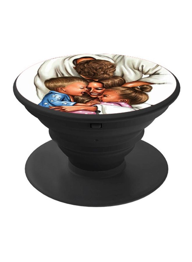 BP Family Printed Pop Socket Phone Holder White/Brown/Black - Image 1