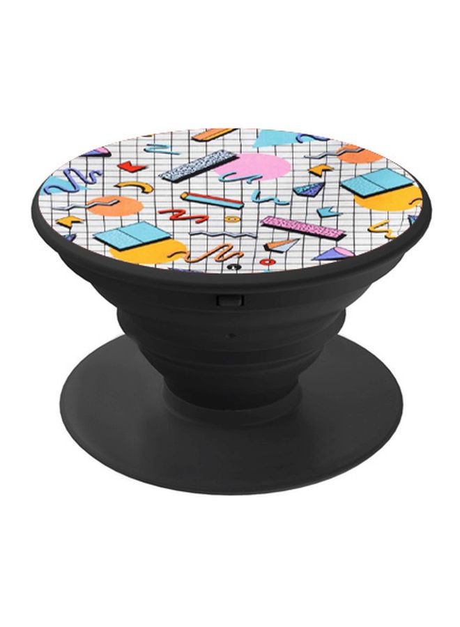 BP Geometric Shapes Printed Pop Socket Phone Holder White/Blue/Black - Image 1