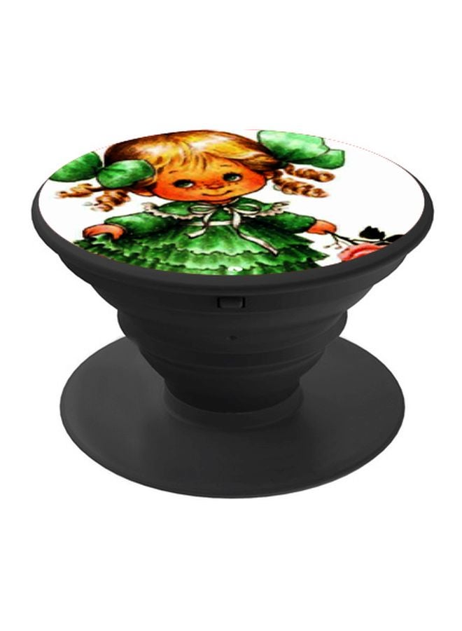 BP Girl With Frock Printed Pop Socket Phone Holder Green/Yellow - Image 1