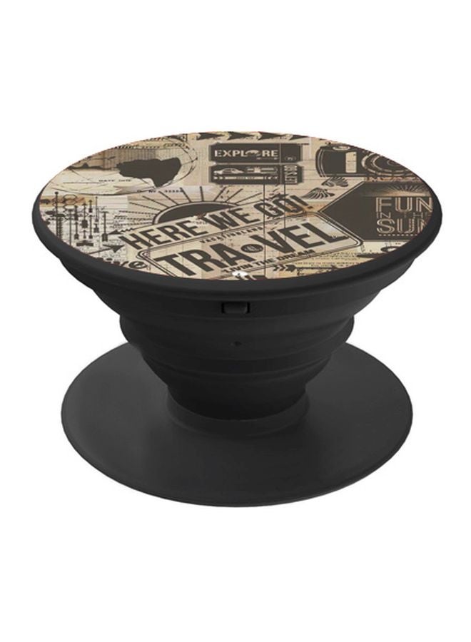 BP Here Ee Go Travel Printed Pop Socket Phone Holder Black/Brown - Image 1