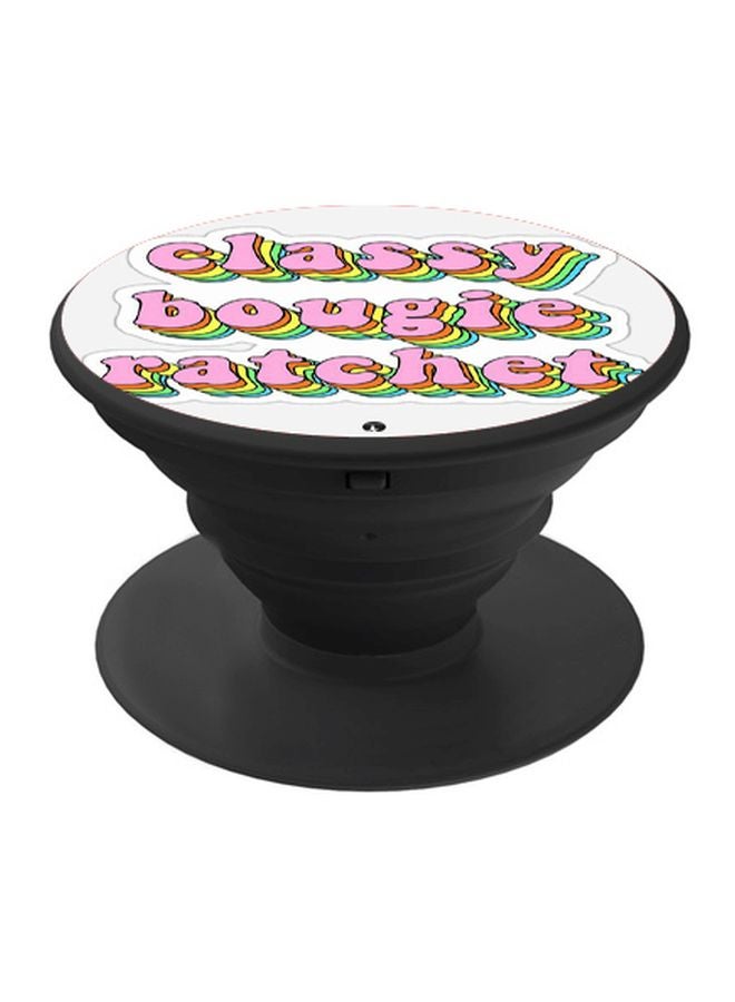 BP Classy Bougie Ratchet Printed Pop Socket Phone Holder White/Pink/Black - Image 1