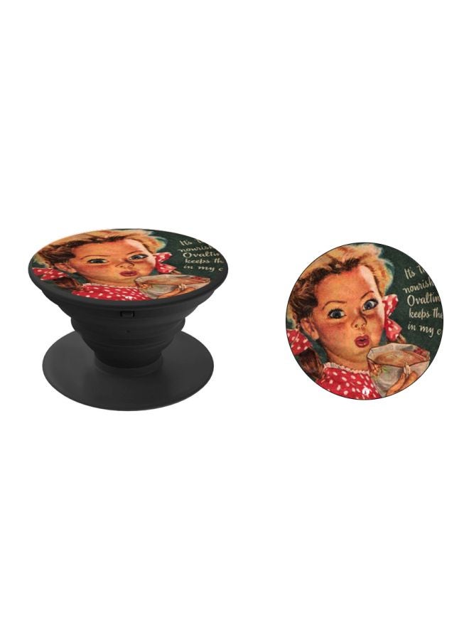 BP Girl Printed Pop Socket Phone Holder Beige/Red/Black - Image 2
