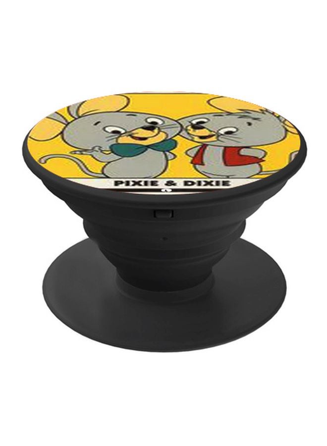BP Pixie And Dixie Printed Pop Socket Phone Holder Yellow/Grey - Image 1