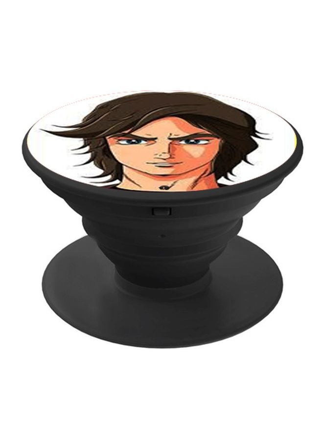 BP Cartoon Printed Pop Socket Phone Holder Black/White/Brown - Image 1