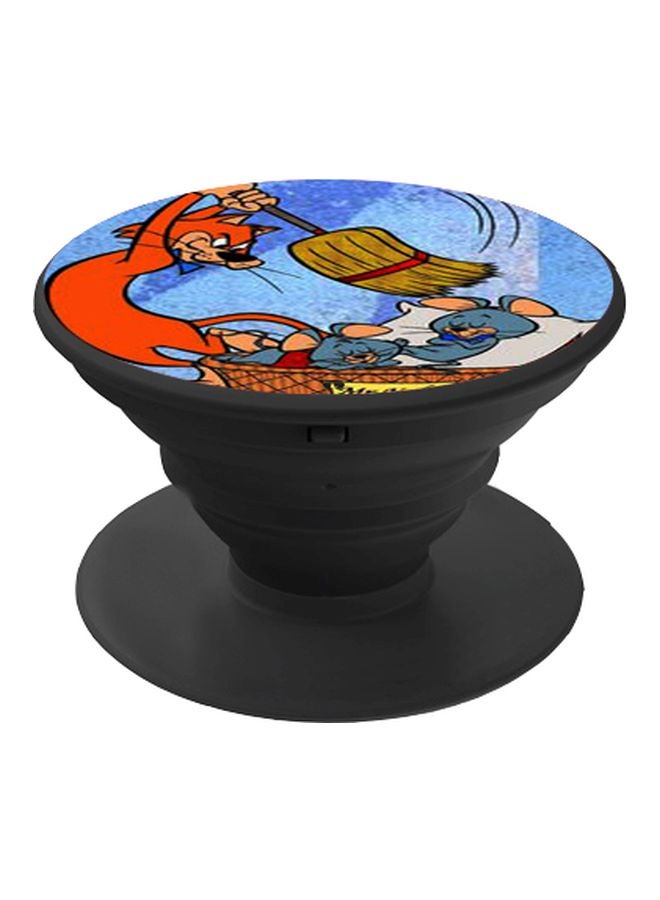 BP Cartoon Printed Pop Socket Phone Holder Blue/Orange/Beige - Image 1