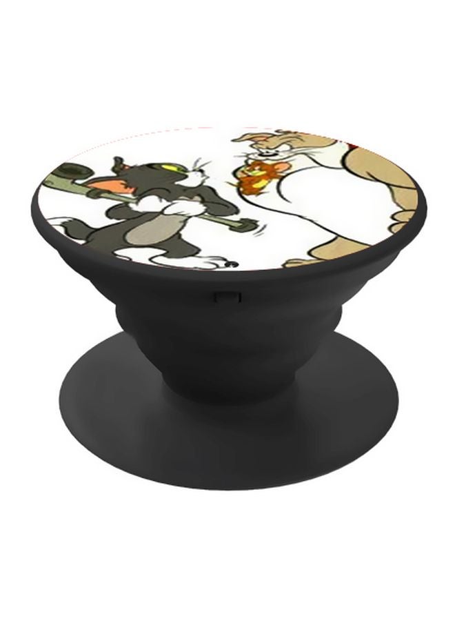 BP Cartoon Printed Pop Socket Phone Holder White/Grey/Brown - Image 1