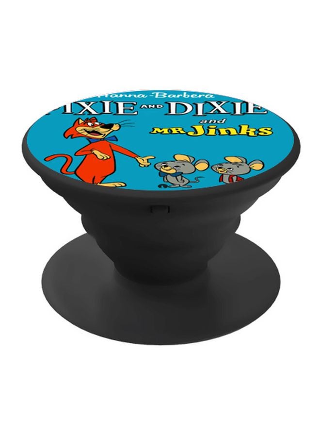 BP Cartoon Printed Pop Socket Phone Holder Blue/Grey/Orange - Image 1