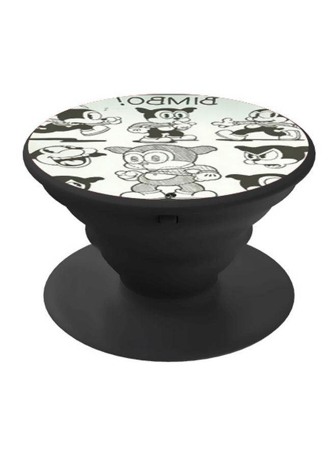 BP Cartoon Printed Pop Socket Phone Holder Black/White/Grey - Image 1