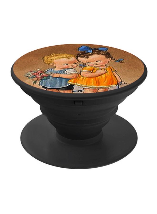 BP Cartoon Printed Pop Socket Phone Holder Beige/Blue/Black - Image 1