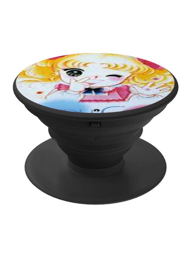 بي بي حامل هاتف على شكل مقبض أصابع منبثق بطبعة رسومات كرتونية أبيض/أصفر/أسود - Image 1