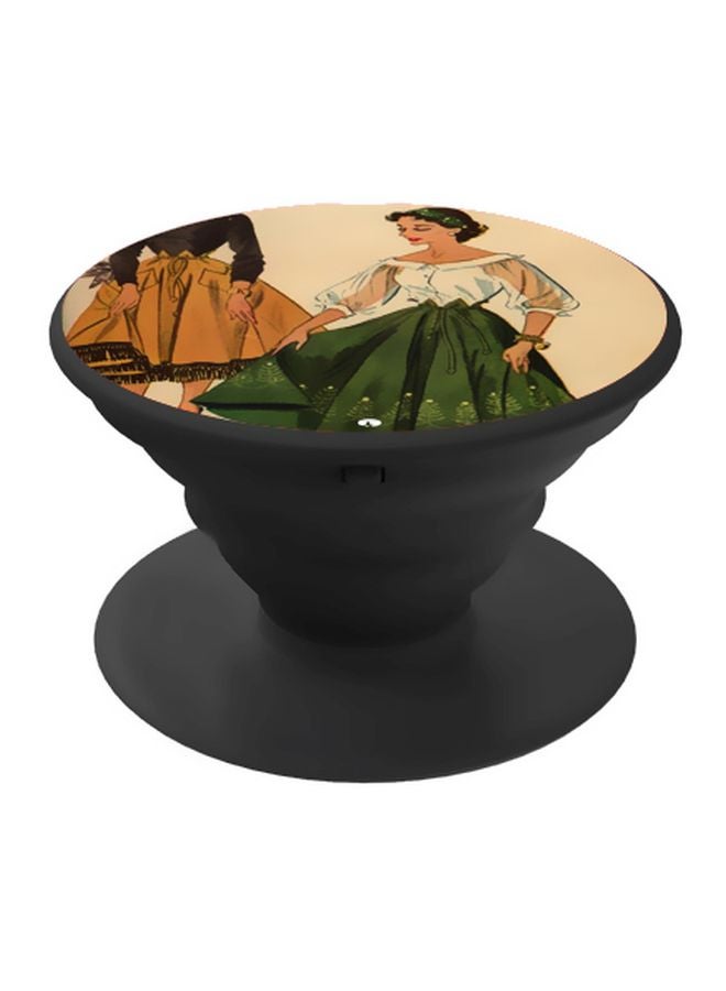 BP Cartoon Printed Pop Socket Phone Holder Brown/Beige/Green - Image 1